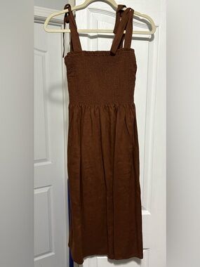 Wilfred Rust-Brown Smocked Strap Dress
